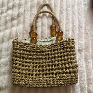 Zara Brown Woven Tote Bag